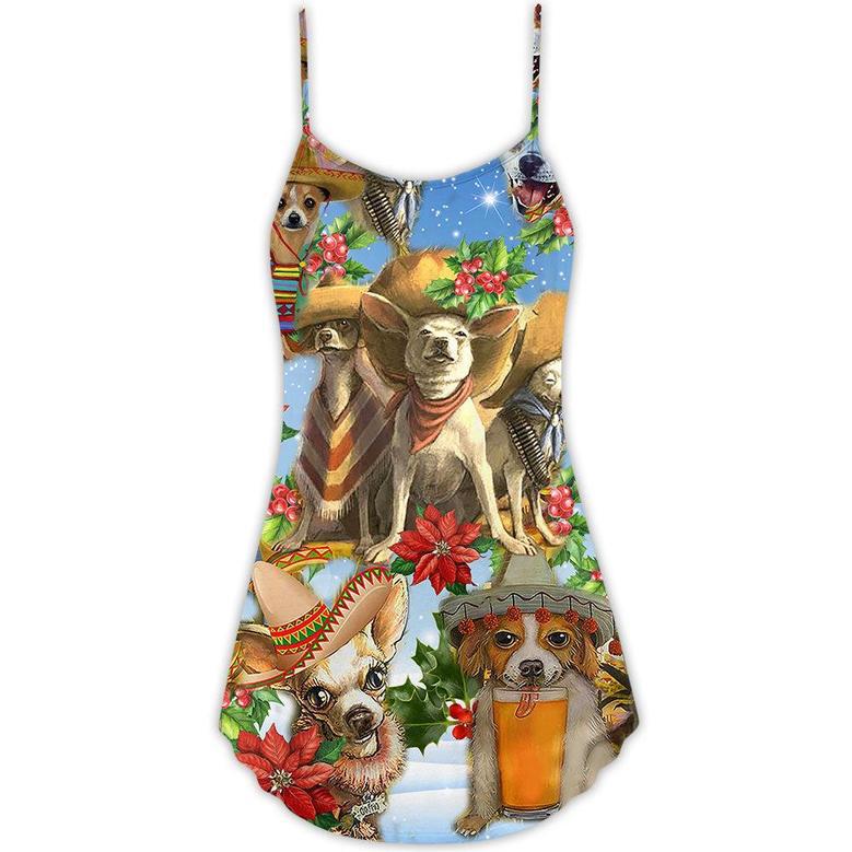 Chihuahua Dog Lover Christmas - V-Neck Sleeveless Cami Dress