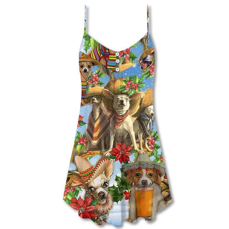 Chihuahua Dog Lover Christmas - V-Neck Sleeveless Cami Dress