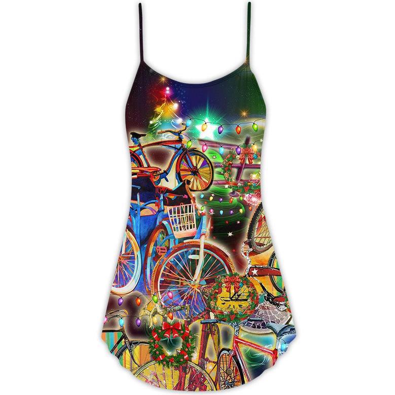 Christmas All You Need Is A Bike - V-Neck Sleeveless Cami Dress