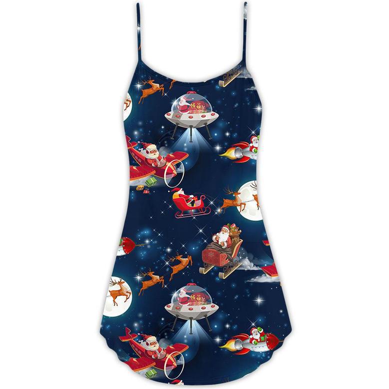 Christmas Astronaut Santa Claus - V-Neck Sleeveless Cami Dress