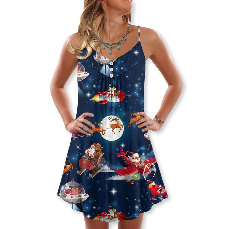 Christmas Astronaut Santa Claus - V-Neck Sleeveless Cami Dress