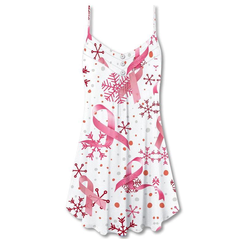 Christmas Breast Cancer Pink Ribbon - V-Neck Sleeveless Cami Dress