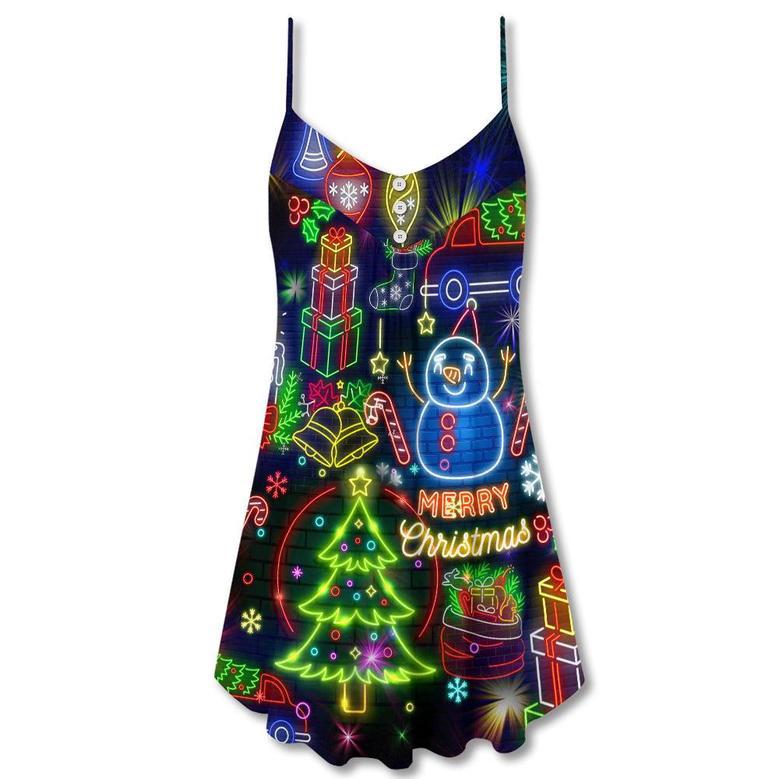 Christmas Bright Neon Lighting - V-Neck Sleeveless Cami Dress