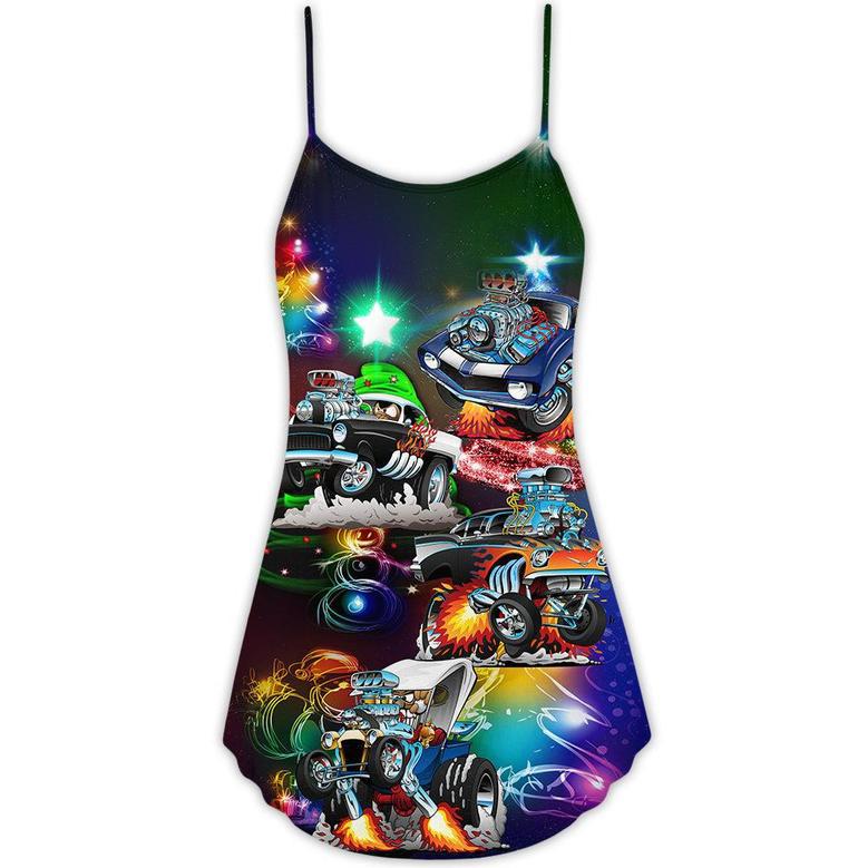 Christmas Car Neon Amazing Style - V-Neck Sleeveless Cami Dress