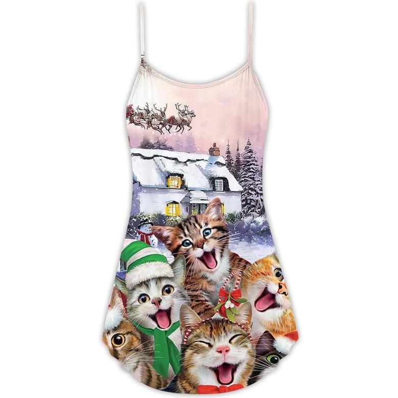 Christmas Cat I'm The Only One You Need - V-Neck Sleeveless Cami Dress