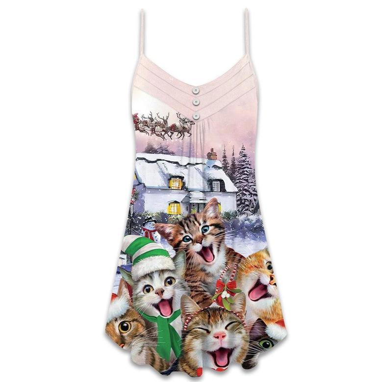 Christmas Cat I'm The Only One You Need - V-Neck Sleeveless Cami Dress