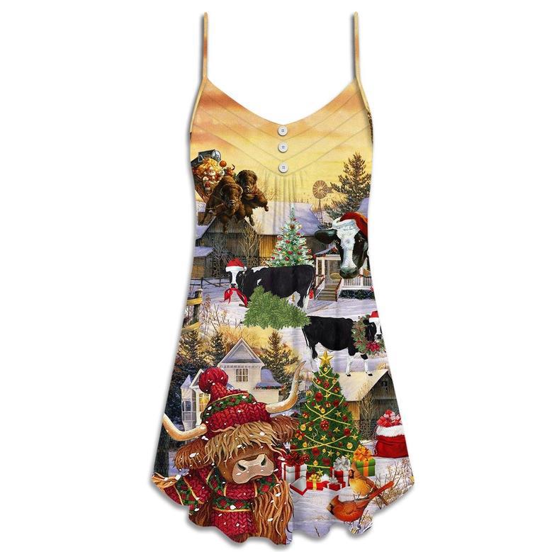 Christmas Cows Love Animals Love - V-Neck Sleeveless Cami Dress