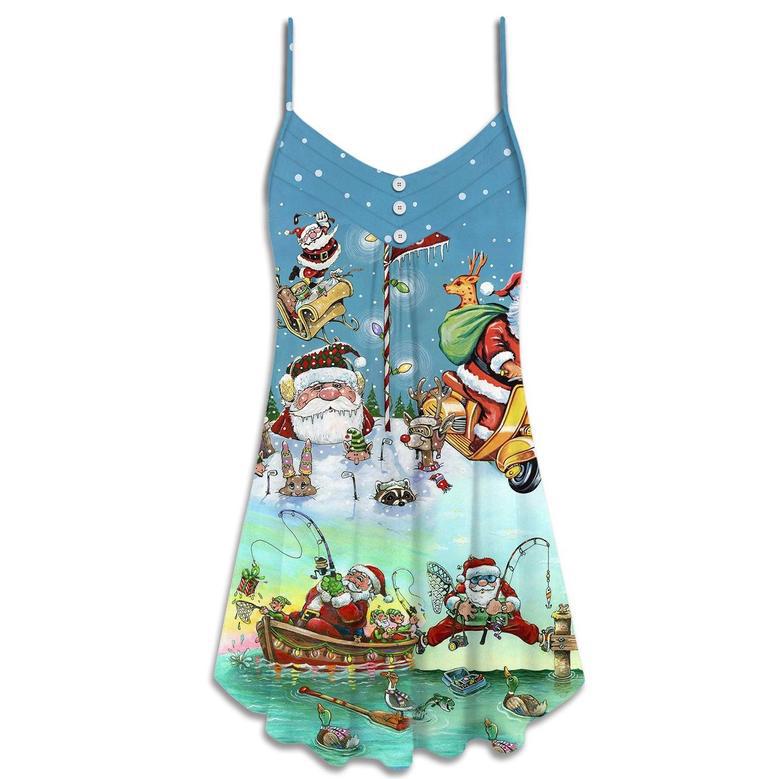 Christmas Cute Santa Claus So Happy - V-Neck Sleeveless Cami Dress