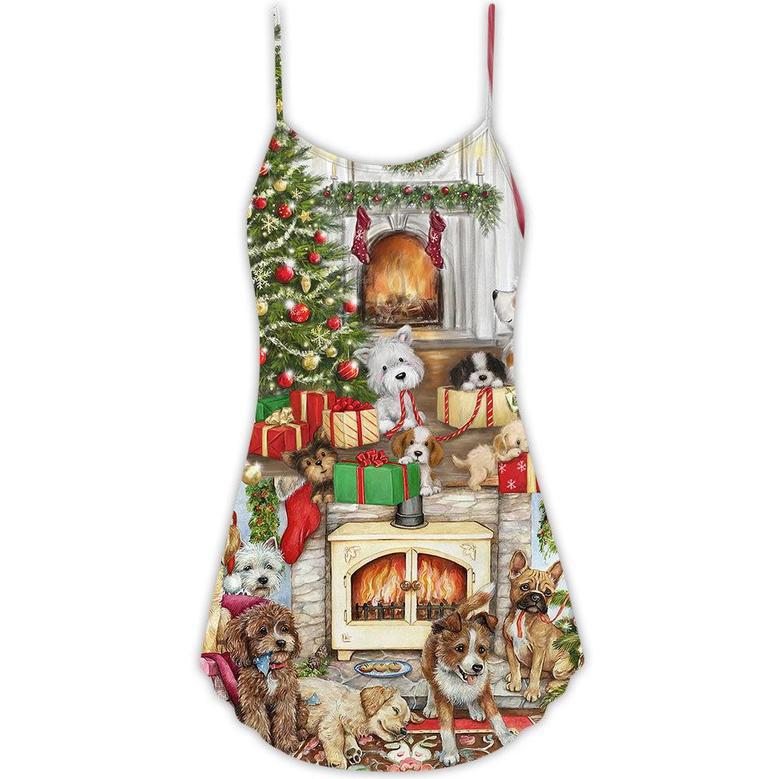 Christmas Dog Lover Merry Lovely Xmas - V-Neck Sleeveless Cami Dress