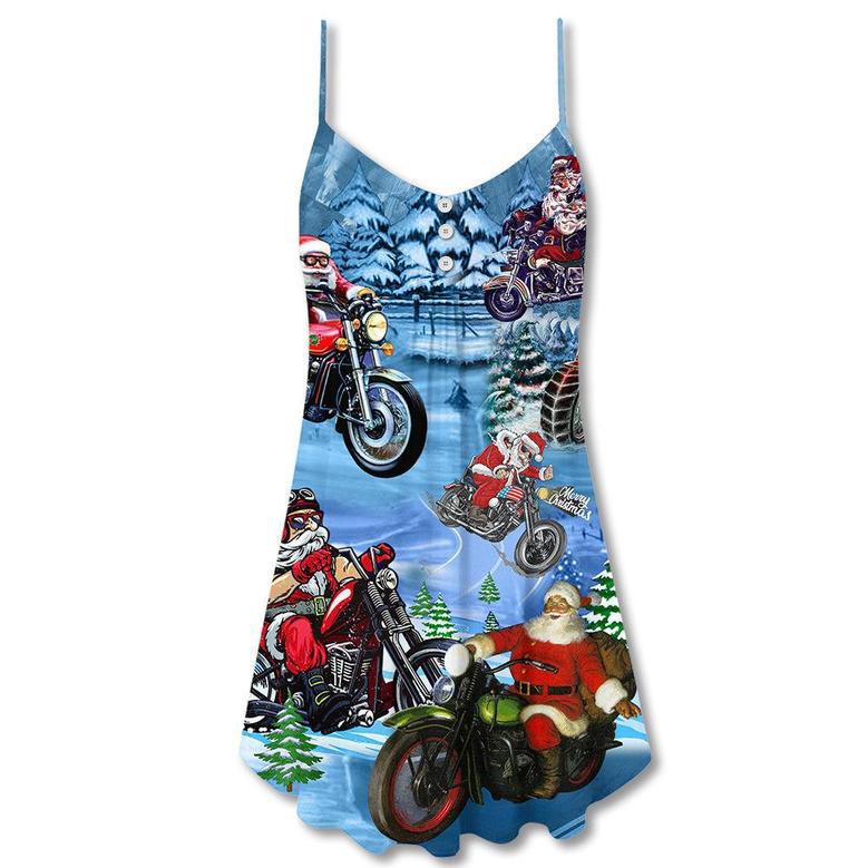 Christmas Driving With Santa Claus - V-Neck Sleeveless Cami Dress