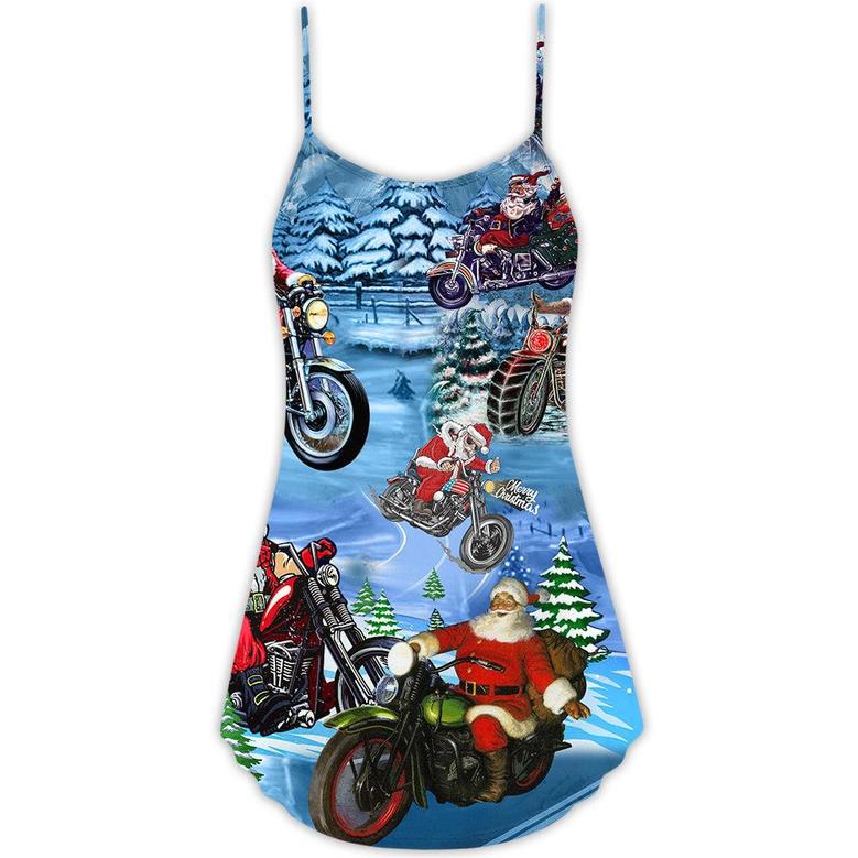 Christmas Driving With Santa Claus - V-Neck Sleeveless Cami Dress