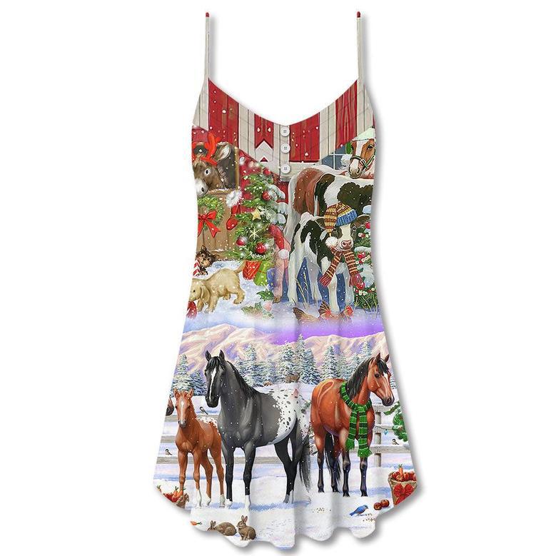 Christmas Farm Merry Xmas To Everyone - V-Neck Sleeveless Cami Dress