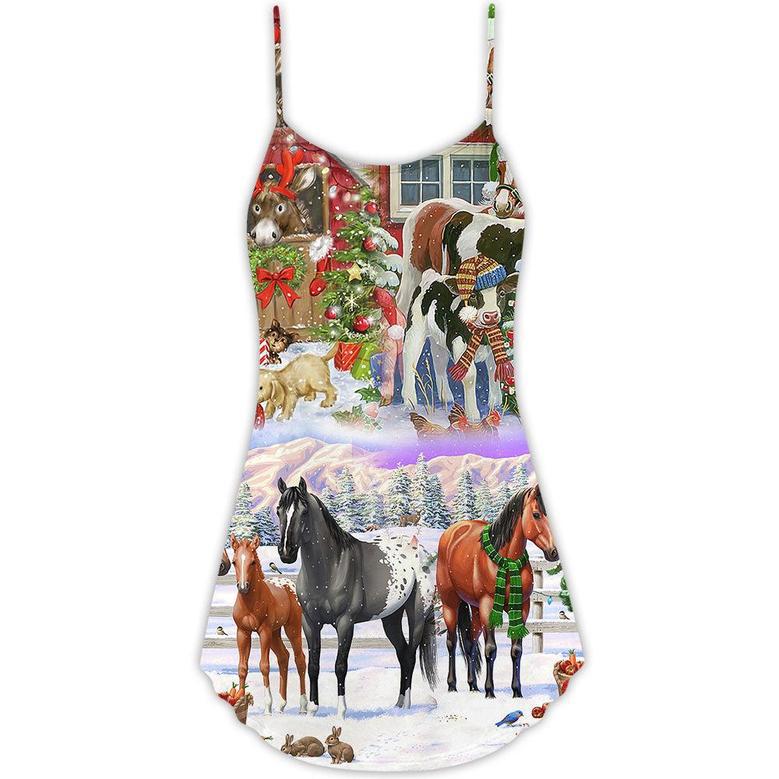 Christmas Farm Merry Xmas To Everyone - V-Neck Sleeveless Cami Dress