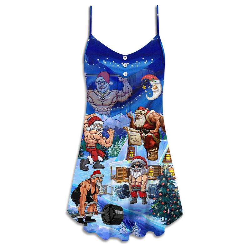 Christmas Funny Santa Stronger - V-Neck Sleeveless Cami Dress