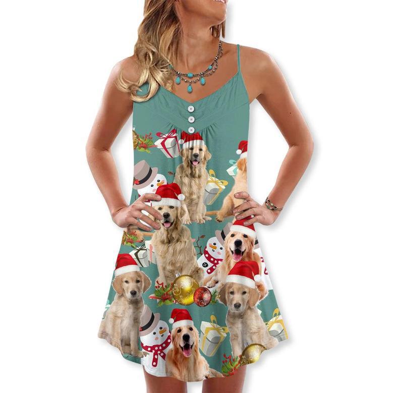 Christmas Golden Retriever Merry Xmas - V-Neck Sleeveless Cami Dress