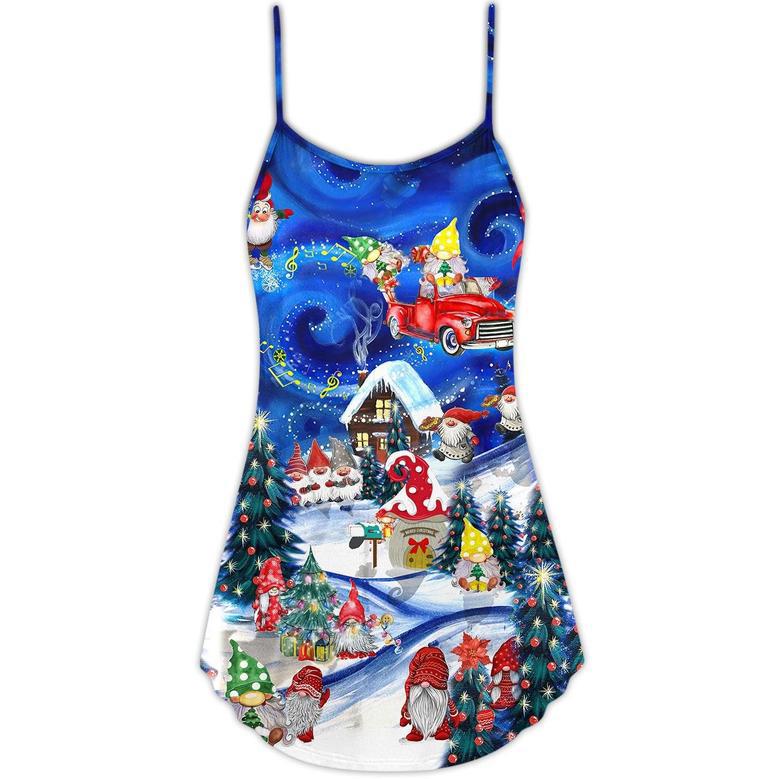 Christmas Hanging With My Gnomies - V-Neck Sleeveless Cami Dress