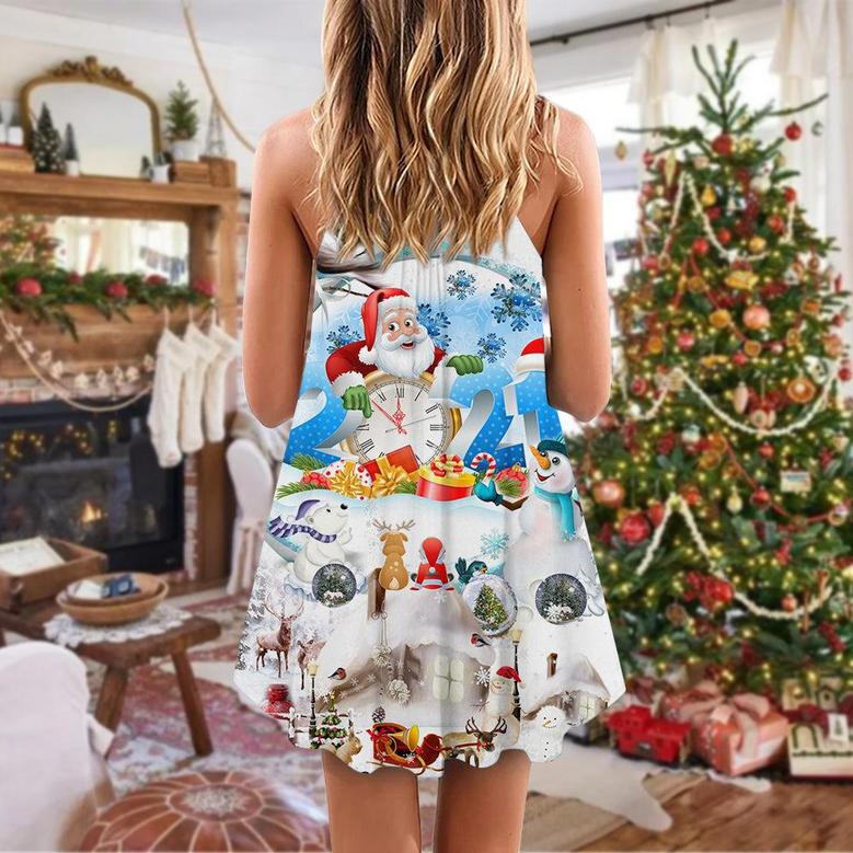 Christmas Have A Sparkling New Year - V-Neck Sleeveless Cami Dress