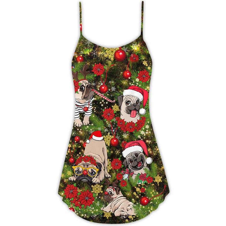 Christmas Have Yourself A Merry Little Pugmas - V-Neck Sleeveless Cami Dress