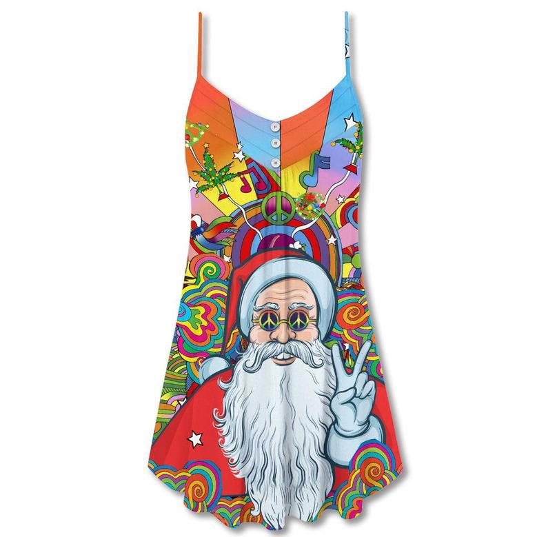 Christmas Hawaiian Hippie Santa Claus - V-Neck Sleeveless Cami Dress