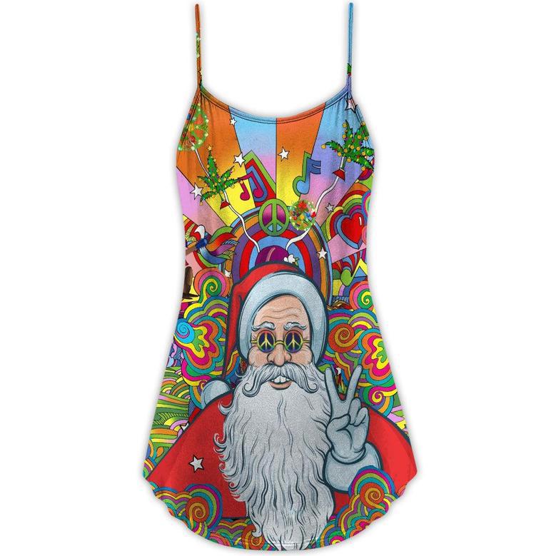 Christmas Hawaiian Hippie Santa Claus - V-Neck Sleeveless Cami Dress