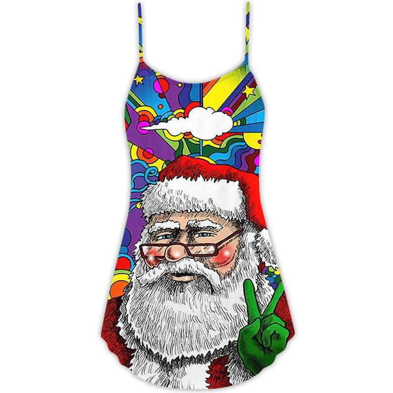 Christmas Hippie Santa Claus - V-Neck Sleeveless Cami Dress