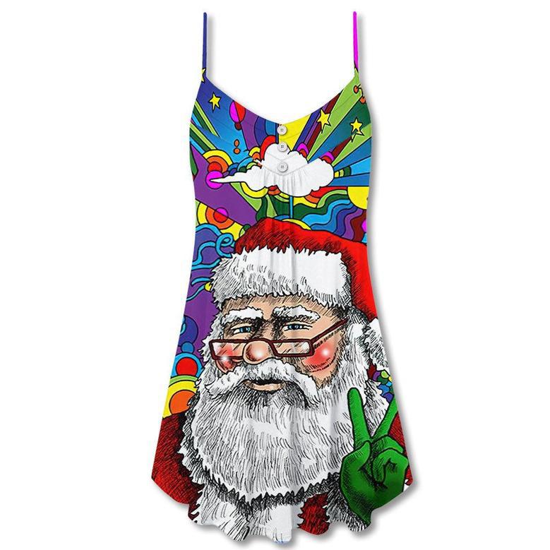 Christmas Hippie Santa Claus - V-Neck Sleeveless Cami Dress