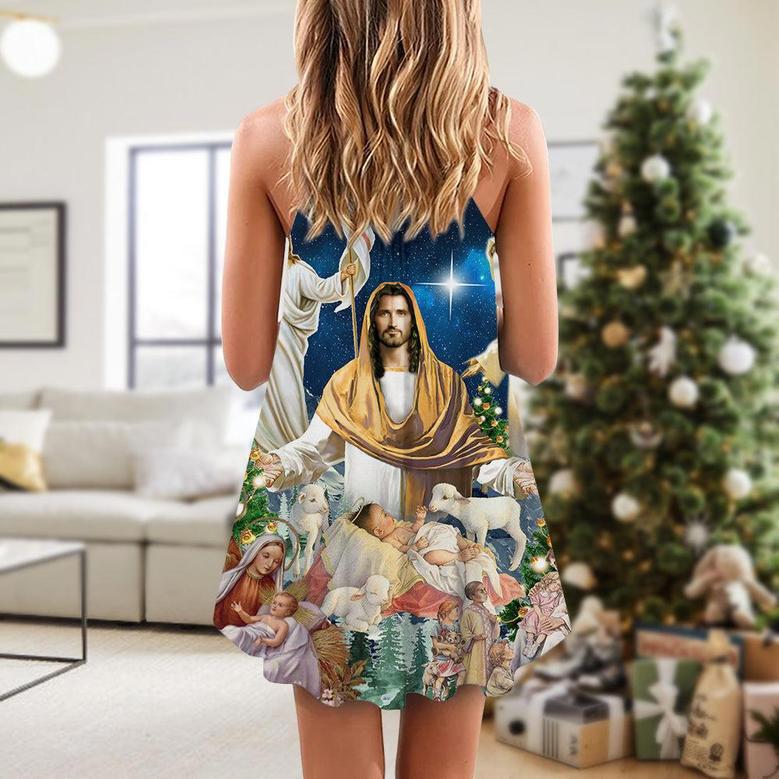 Christmas Jesus Miracle Night - V-Neck Sleeveless Cami Dress