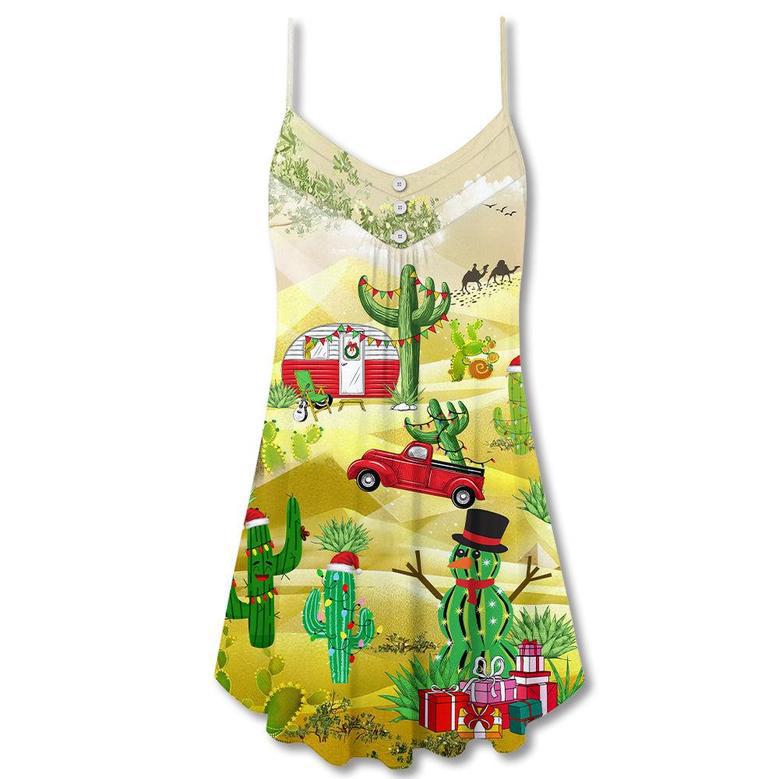 Christmas Life Is Better With A Cactus - V-Neck Sleeveless Cami Dress