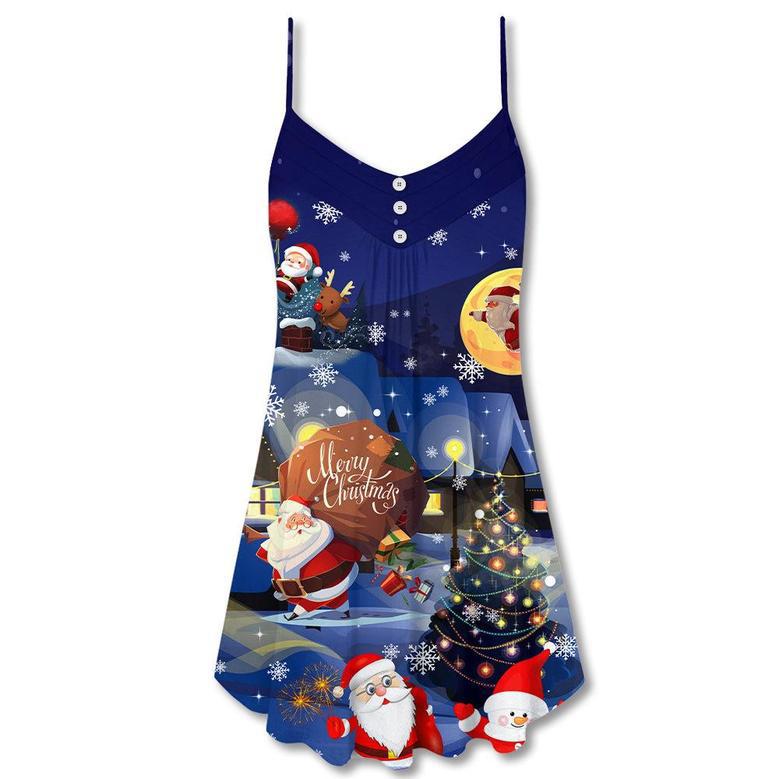 Christmas Love Santa And Gifts - V-Neck Sleeveless Cami Dress