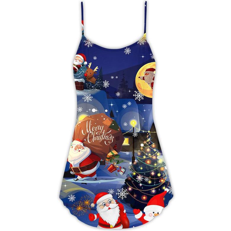 Christmas Love Santa And Gifts - V-Neck Sleeveless Cami Dress