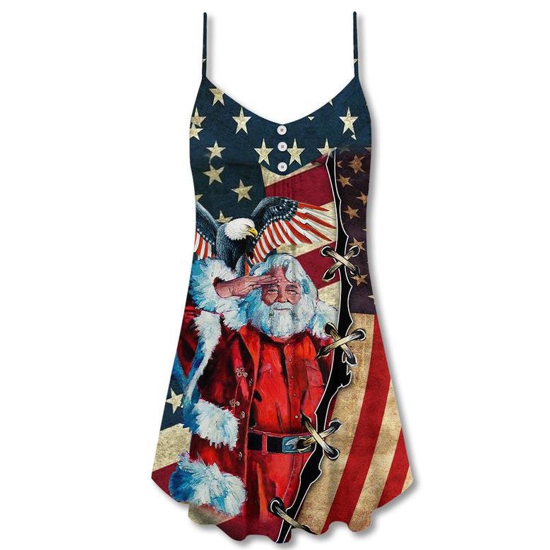 Christmas Patriot Santa Claus - V-Neck Sleeveless Cami Dress