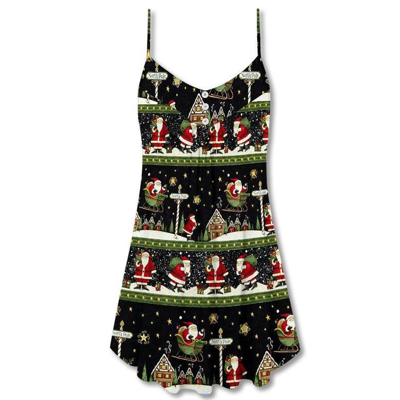 Christmas Santa Claus Big Night - V-Neck Sleeveless Cami Dress