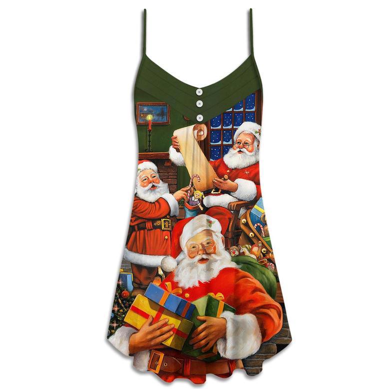 Christmas Santa Claus Gift For Xmas Art Style - V-Neck Sleeveless Cami Dress