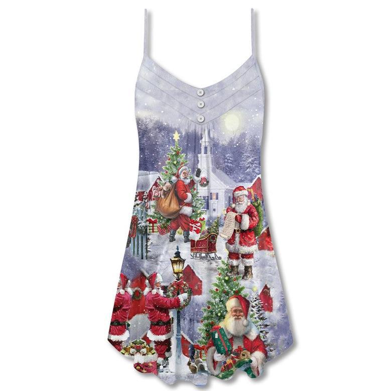 Christmas Santa Claus Is Coming Merry Xmas - V-Neck Sleeveless Cami Dress