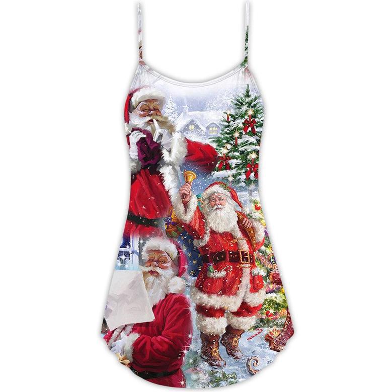 Christmas Santa Claus Is Coming To Town - V-Neck Sleeveless Cami Dress