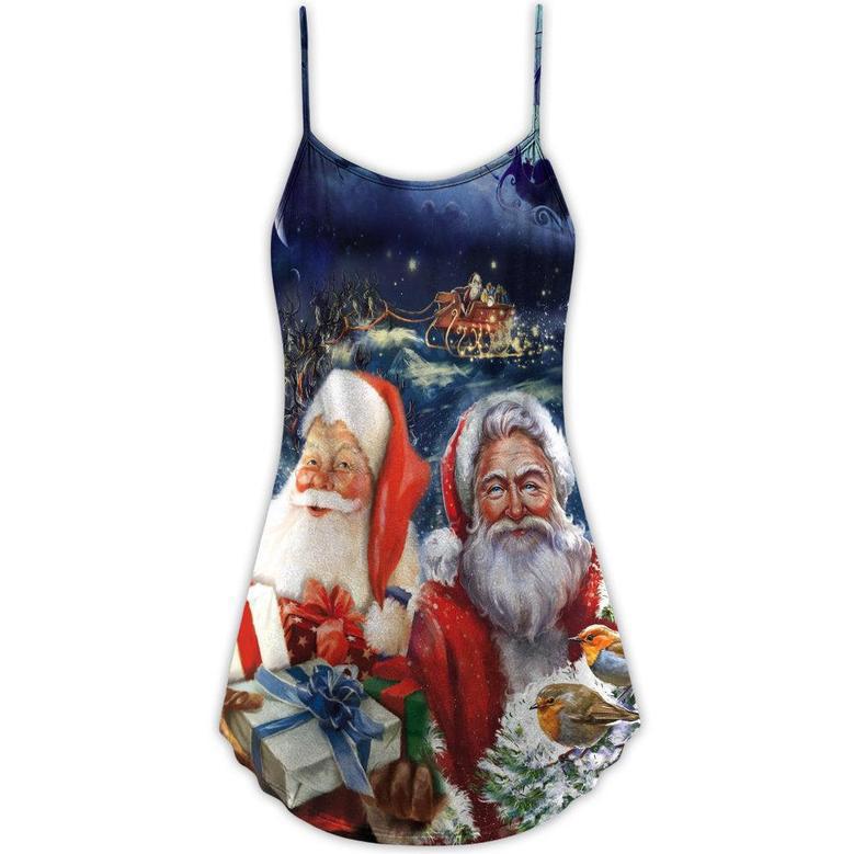 Christmas Santa Claus Snow - V-Neck Sleeveless Cami Dress