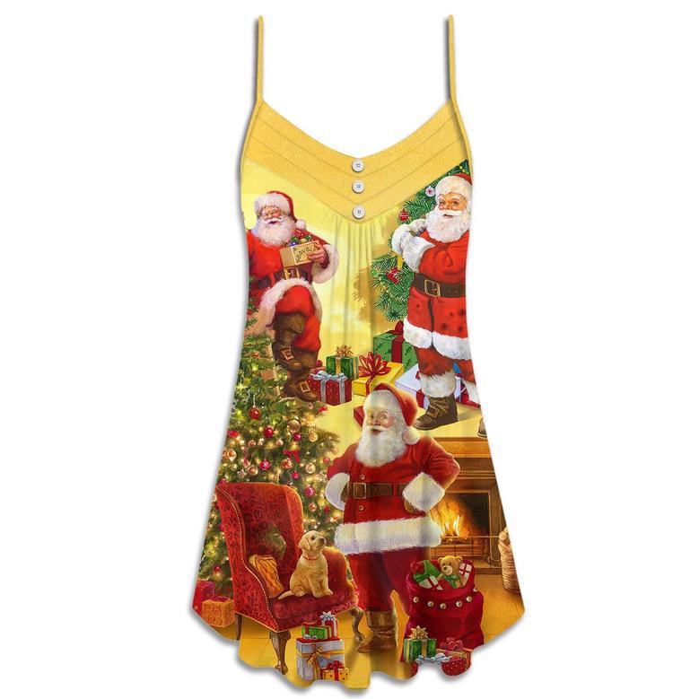 Christmas Santa Claus Story Happy Xmas Art Style - V-Neck Sleeveless Cami Dress