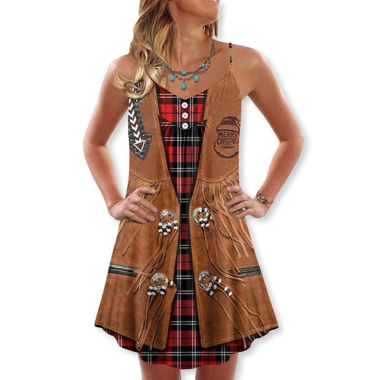 Christmas Santa Cowboy Vintage Style - V-Neck Sleeveless Cami Dress