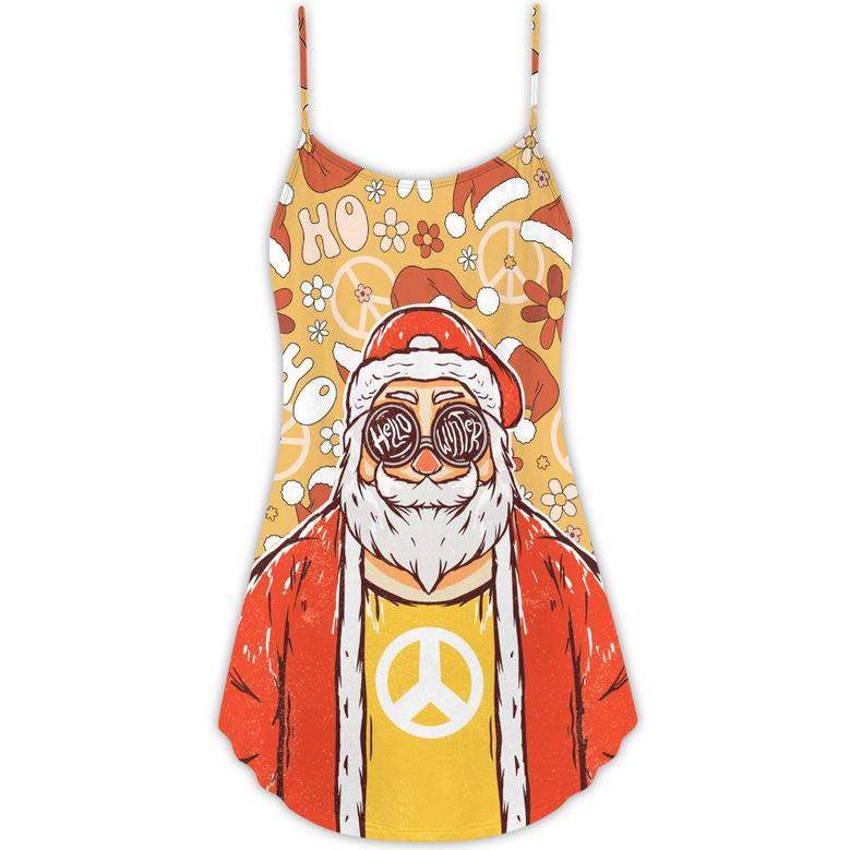 Christmas Santa Cutie Hippie Groovy - V-Neck Sleeveless Cami Dress