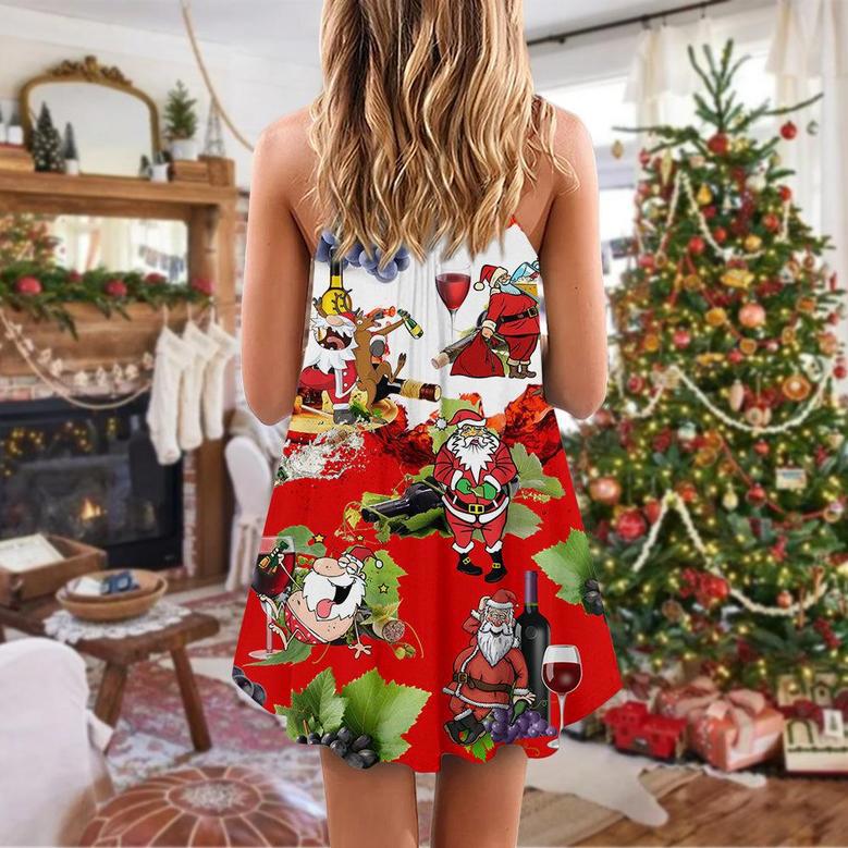 Christmas Santa Get Drunk At Christmas Party - V-Neck Sleeveless Cami Dress