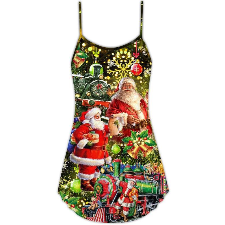 Christmas Santa Is Coming To You - V-Neck Sleeveless Cami Dress