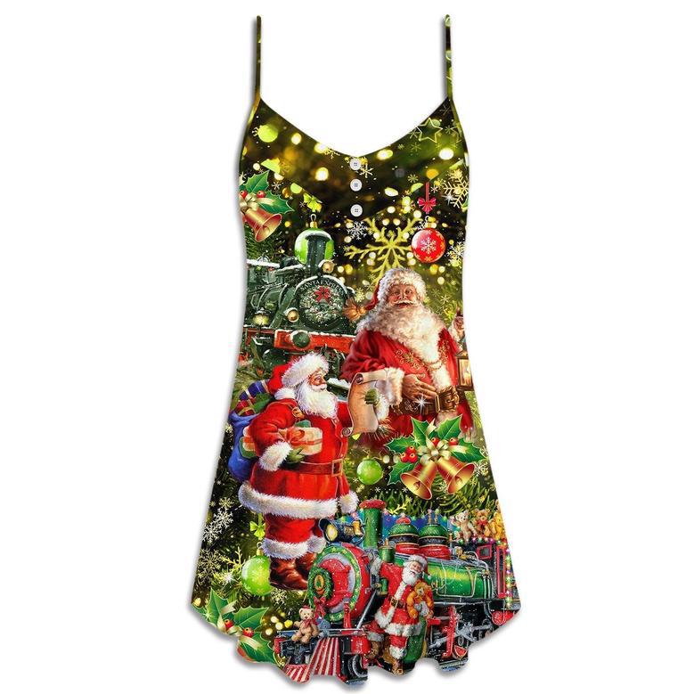 Christmas Santa Is Coming To You - V-Neck Sleeveless Cami Dress