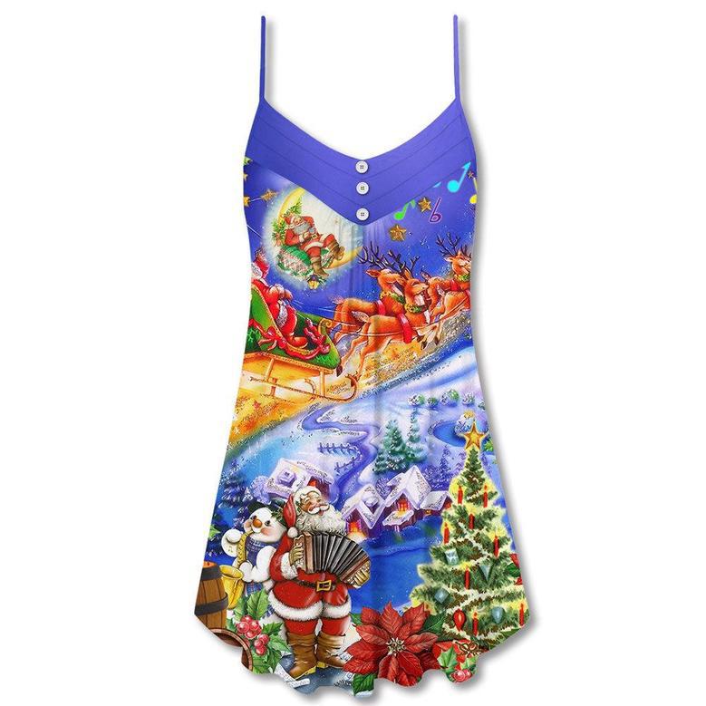 Christmas Santa Merry Christmas Snow - V-Neck Sleeveless Cami Dress