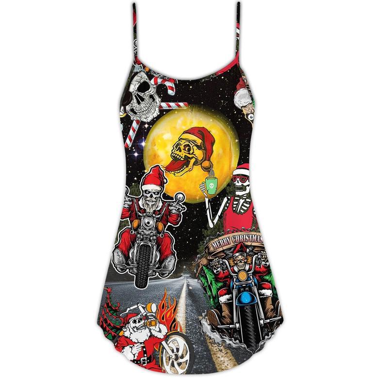 Christmas Santa Skull Is Racing To You - V-Neck Sleeveless Cami Dress