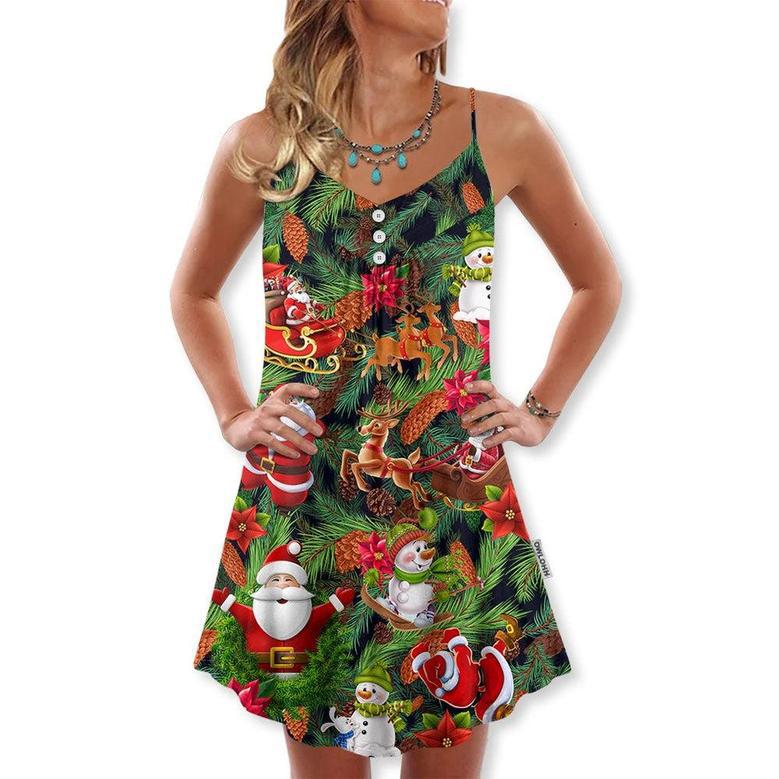 Christmas Santa Snowman Merry Xmas To Everyone - V-Neck Sleeveless Cami Dress