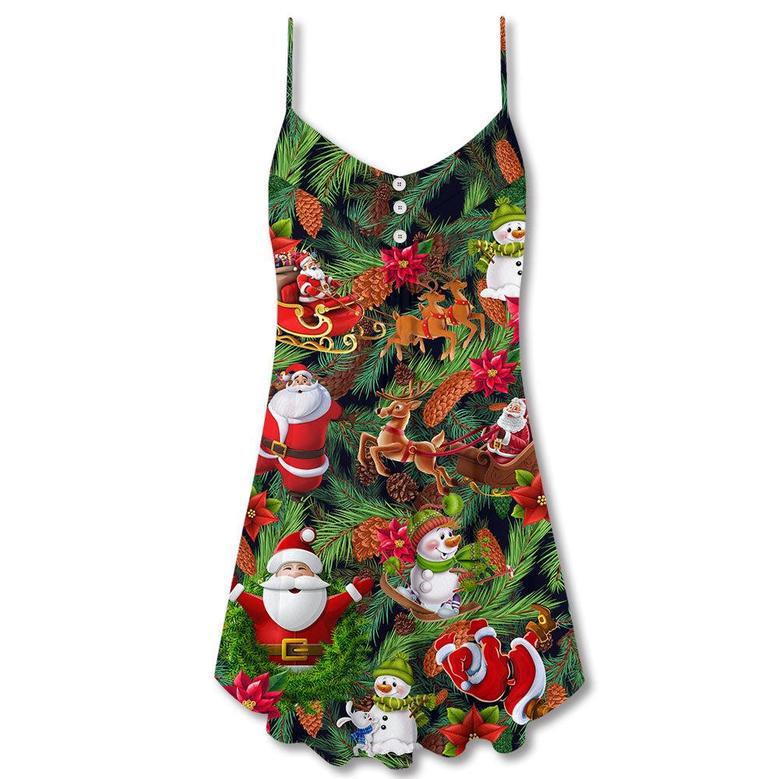 Christmas Santa Snowman Merry Xmas To Everyone - V-Neck Sleeveless Cami Dress