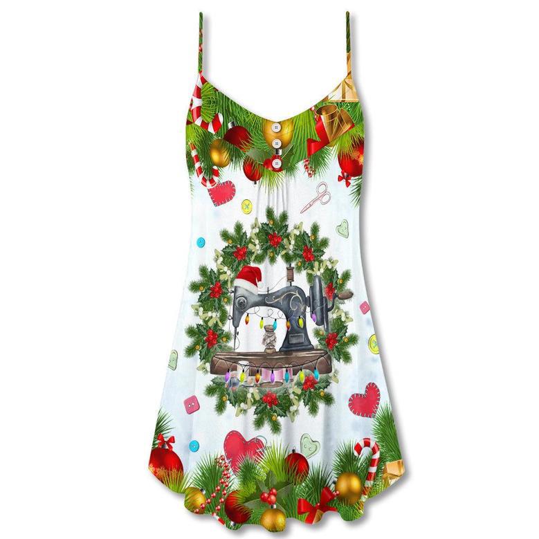 Christmas Sewing Machine My Sewing Space Is My Happy Place - V-Neck Sleeveless Cami Dress