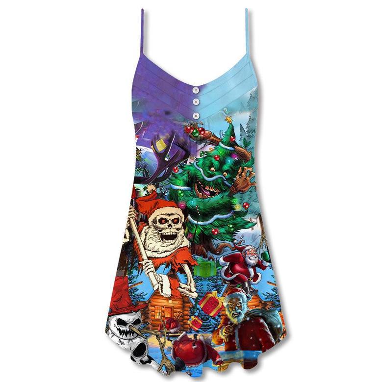 Christmas Skull And Xmas Scary - V-Neck Sleeveless Cami Dress