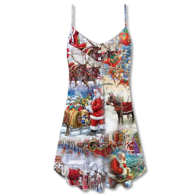 Christmas Snow Santa Be Claus - V-Neck Sleeveless Cami Dress