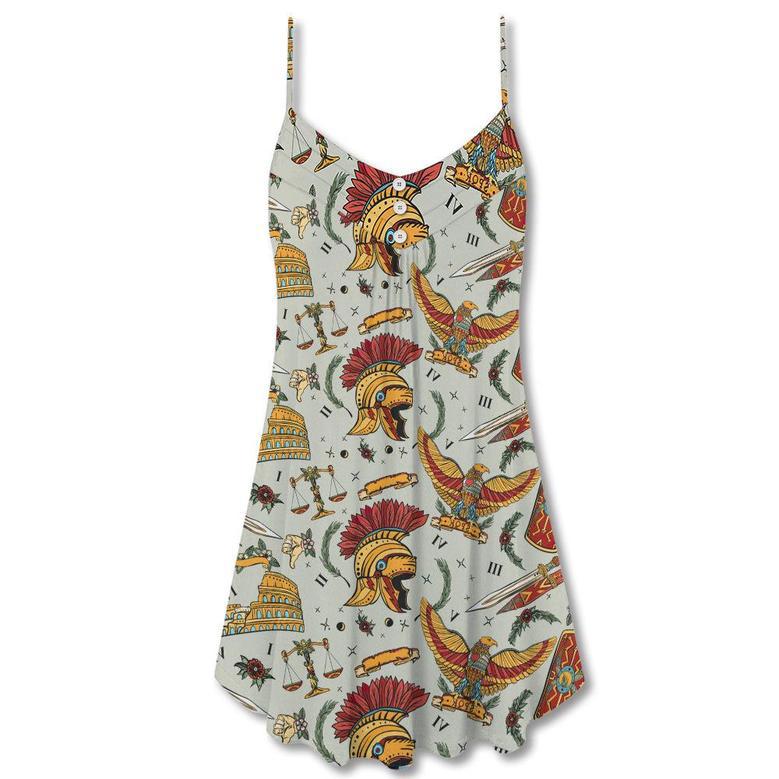 Christmas Spartan Warrior Symbols - V-Neck Sleeveless Cami Dress